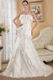 Strapless Cream Lace Bridal Gown With Hand Made Flowers