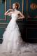 Strapless Ruched Cascade Layers Corset Ivory Wedding Dress