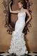 Uniques Mermaid Flowers Skirt Side Zipper Ivory Wedding Dresss