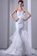 Beautiful Feather Flower Mermaid White Organza Wedding Dress