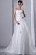 Side Handcrafted Flowers White Organza Church Wedding Gown