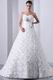 Rolled Fabric Flowers Skirt Chapel Train Best Puffy Bridal Dress