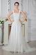 Straps A-line Skirt Wite Chapel Train Ivory Wedding Dress 2014