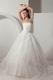 Cheap Strapless Appliques Crystal Cathedral Ivory Bridal Dress