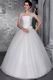 Elegant White Wedding Dress With Handmade Flower Decorate