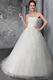 Elegant Strapless Appliqued Ivory Tulle Fabric Bridal Dress