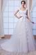 Modest Queen Anne A-line Silhouette With Appliques Bridal Dress