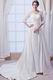 Modest V-Neck Lace Half Sleeves Ivory Bridal Dress