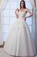 Beautiful Strapless Beaded Bodice Empire Ivory Bridal Dress With Bow