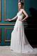 Handcrafted V-Neck Outdoor Cream Chiffon Wedding Gown