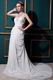 V-Shape Strapless Appliques Cream Garden Wedding Dress Factory