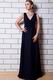 V Neck Design Navy Blue Chiffon Evening Celebrity Dress