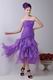 Sweetheart Tea Length Purple Organza Women Evening Dress