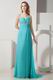 V Neckline Turquoise Blue Chiffon Formal Evening Dress