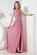 Cheap Halter Side Split Pink Skirt Long Evening Dress