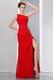 One Shoulder Side High Split Alizarin Crimson Evening Dress