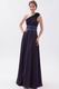 Rosette Strap Black Purple Evening Party Dress With Crystals