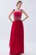 Inexpensive Square Embroidery Wine Red Evening Dress