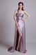 One Shoulder High Side Split Rosy Brown Evening Dress