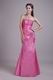 Rose Pink Taffeta Evening Dress With Rhinestone Decorate