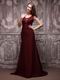 V-neckline Burgundy Chiffon Oscar Evening Dress For Cheap