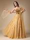 Sweet Heart Golden Sequin Dress For Evening Party Wear
