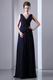 V Neck Criss Cross Navy Blue Chiffon Evening Dress