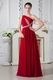 Quality One Shoulder Beaded Wine Red Evening Dresses