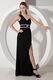 Noble One Shoulder High Split Black Chiffon Evening Dress