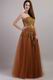 Top Designer Brown Evening Dress With Applique Decorate