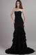 Black Chiffon Evening Gowns Dress Trumpet Layers Skirt