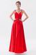 V-neck Spaghetti Straps Scarlet Formal Evening Dress