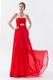 Strapless Sweetheart Scarlet Chiffon Evening Party Dress
