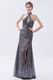 Glamorous Halter Sequin Front Split Silver Evening Dress