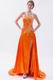 New Sun Orange Split Skirt Evening Dress With Applique