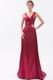 Pretty V-Neck Dropped Waist Cardinal Red Evening Dress