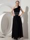 Floor Length Black Chiffon Dress For Formal Evening Wear