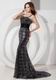 Spaghetti Straps Black Sequin Mermaid Evening Dress