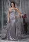 Elastic Wove Satin Grey Formal Evening Dress With Fishtail Night Club Elastic Wove Satin Grey Formal Evening Dress With Fishtail Night Club