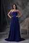 Royal Blue Chiffon Strapless Formal Dress With Beading Night Club