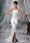 Beautiful Mermaid / Trumpet Strapless Court Train Satin Beading Wedding Dress Night Club