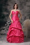 A-line Sweetheart Floor-length Taffeta Fuchsia Party Dress Night Club