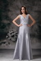 Grey V-neck Floor-length Simple A-line Evening Gowns Dress Night Club