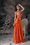 Orange Red Strapless Sequin Bodice Beading Celebrity Gowns Night Club