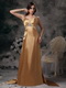 Golden Column Straps Cross Back Evening Dress With Crystals Night Club
