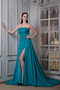 Teal Blue Chiffon Side Split Skirt Evening Night Club Dress Cheap Night Club