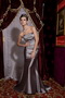 Grey Column Strapless Elastic Woven Satin Night Club Dress Night Club