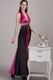 Floor Length Crystals Decorate Fuchsia And Black Prom Celebrity Dress