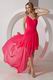 One Shoulder Sexy High Low Style Hot Pink Prom Dress