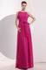 Elegant Scoop Neck Dark Camellia Chiffon Prom Dress Designer